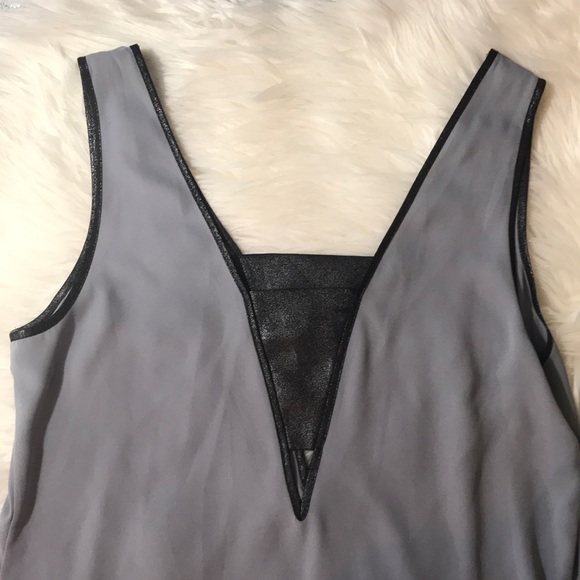 Grey and black glitter chiffon tank top - Picture 4 of 4